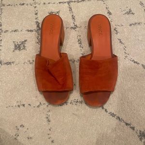 VINCE RED SUEDE LEATHER SLIP ON MULE | 38  |